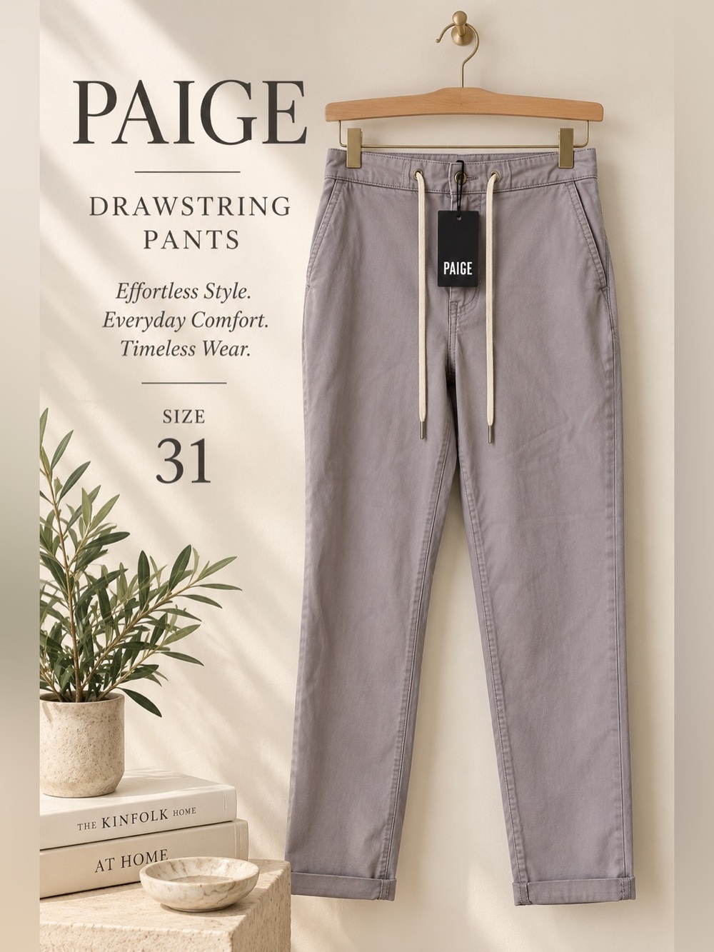 PAIGE Women’s Drawstring Pants Dust Lyocell Size 31 NWT